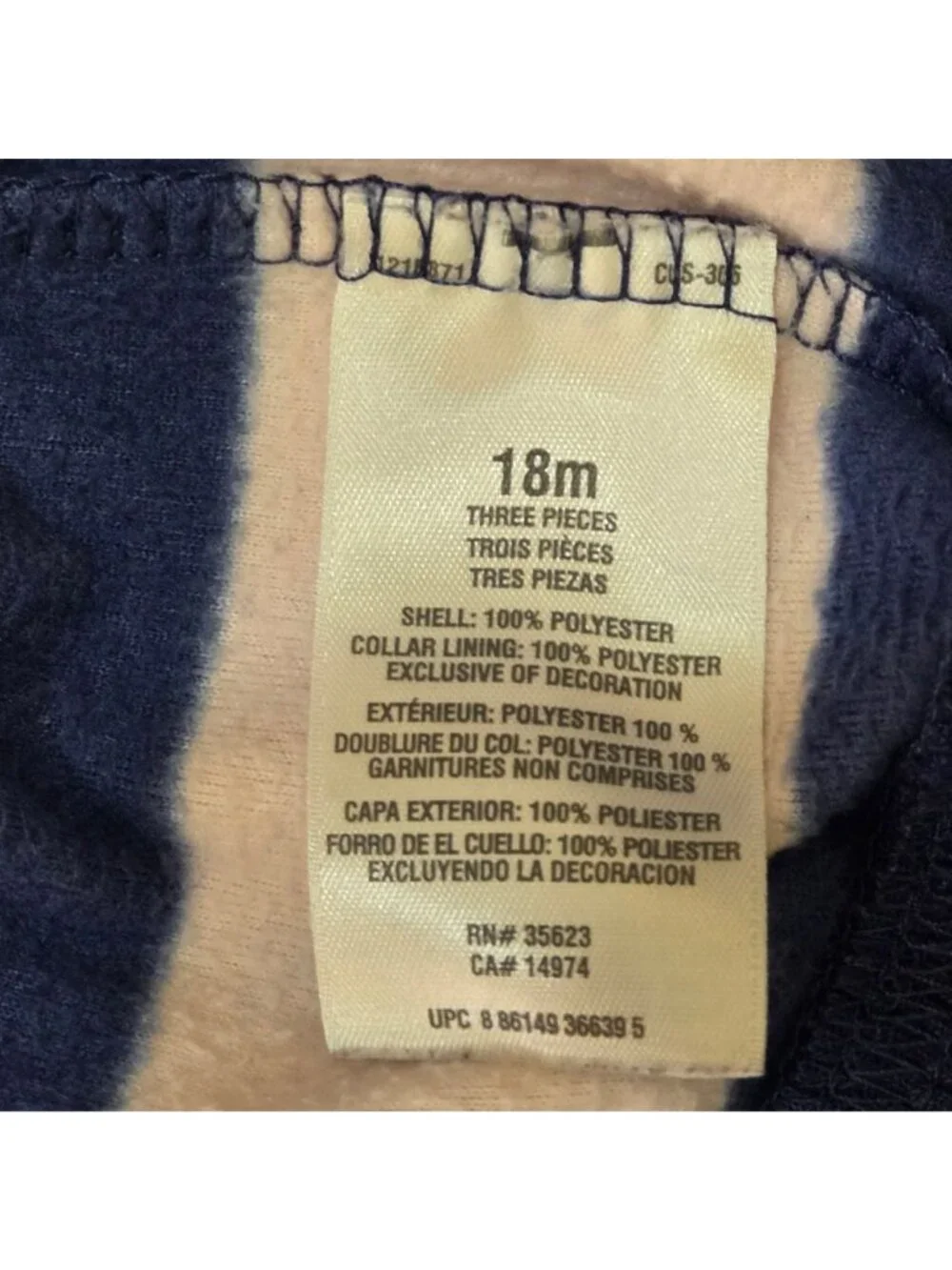 Carter's Girls Fleece Vest 18M Pink Navy Stripe Heart Full Zip Pockets